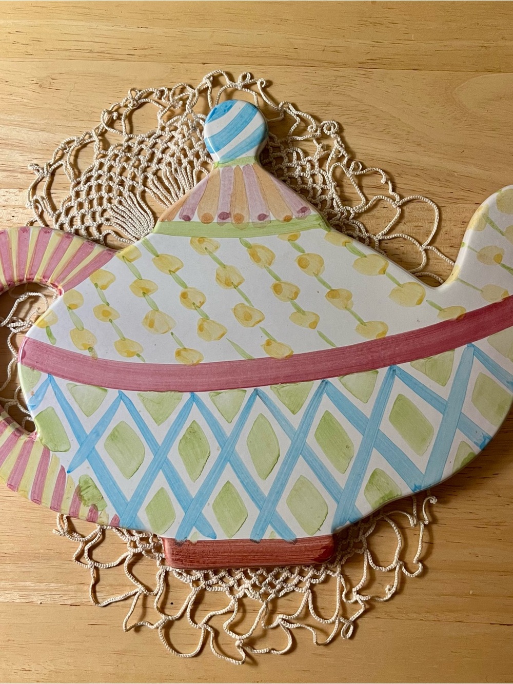 Initialed MacKenzie-Childs Teapot Trivet